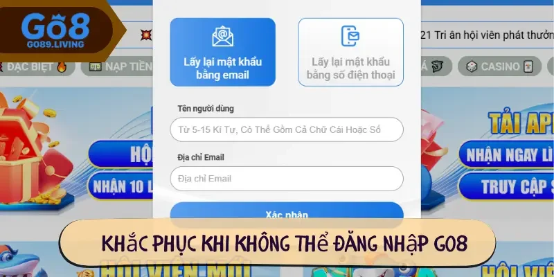 Khắc phục khi không thể đăng nhập Go8