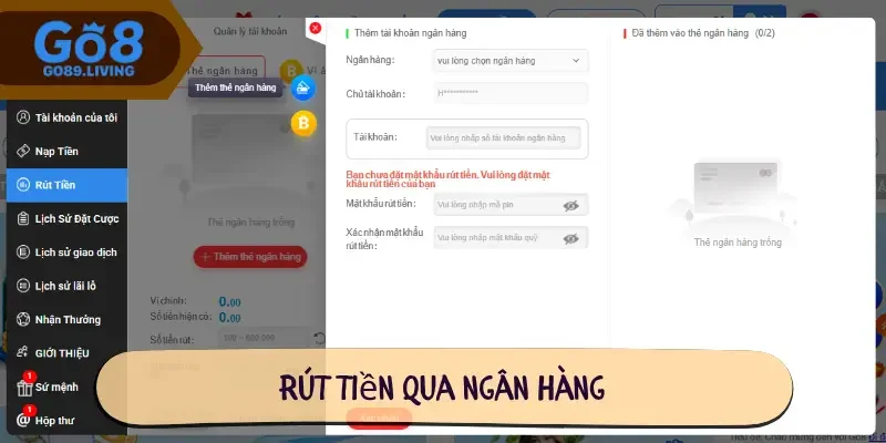 Rút tiền qua ngân hàng